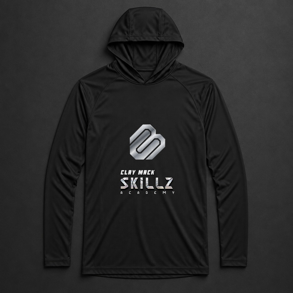 Black dri-fit hooded long sleeve with CM monogram