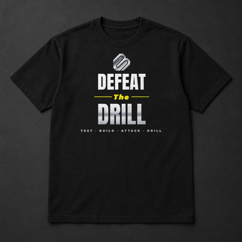 Black tee: Defeat The Drill